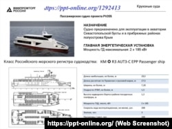 Презентація Мінпромторгом Росії пасажирського судна проєкту PV20S для акваторії Севастопольської бухти та прибережних районів Криму